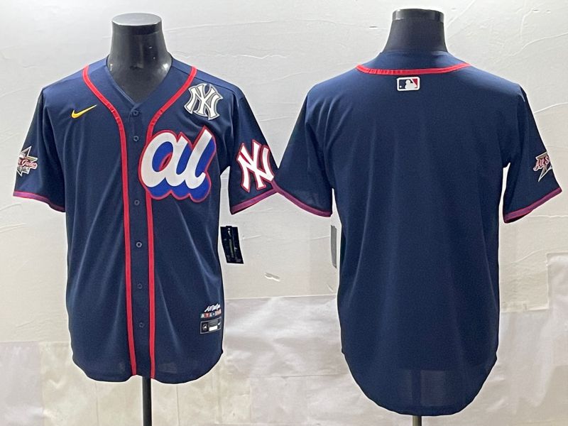 Men 2025 New York Yankees Blank Drak Blue All star Blank Blue Nike MLB Jersey style 3